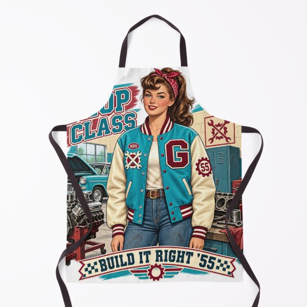 Item preview, Retro 1955 Shop Class Hot Rod Garage designed and sold by Normandy Road Heritage™ - Vintage Garage Art.