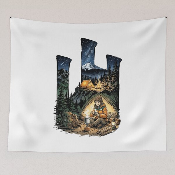 Item preview, Yuru Camp Anime Girl Cozy Tent Camping Mt Fuji Night Sky Aesthetic designed and sold by Animer-art1.