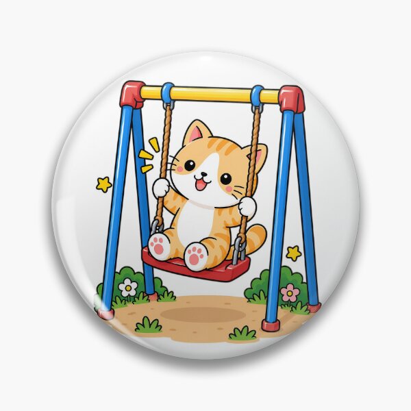 Item preview, Cute Orange Tabby Cat on Swing Kawaii Playground Kitty designed and sold by NoopnyangStudio.