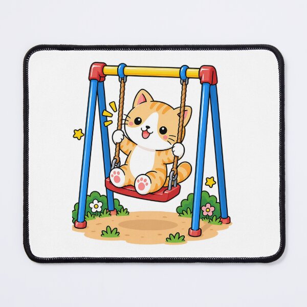 Item preview, Cute Orange Tabby Cat on Swing Kawaii Playground Kitty designed and sold by NoopnyangStudio.