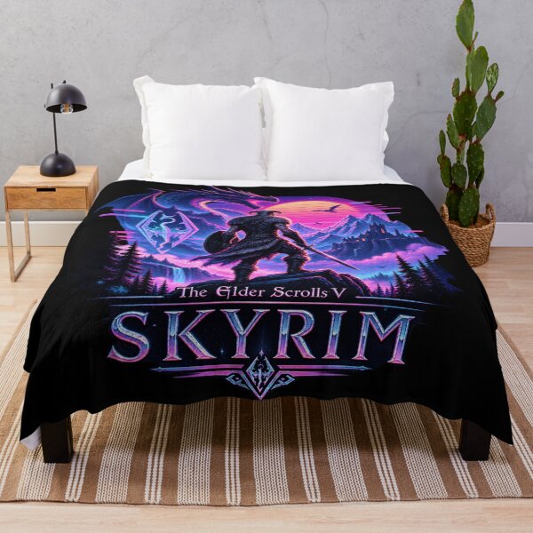 Item preview, Skyrim Dragonborn Synthwave - Nordic Fantasy Night Design designed and sold by Rosteri.