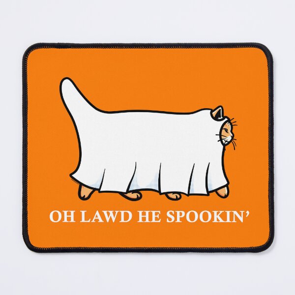 Item preview, Oh Lawd He Spookin Ginger Cat White Text designed and sold by KilkennyCat Art.