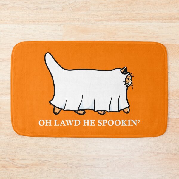 Item preview, Oh Lawd He Spookin Ginger Cat White Text designed and sold by KilkennyCat Art.