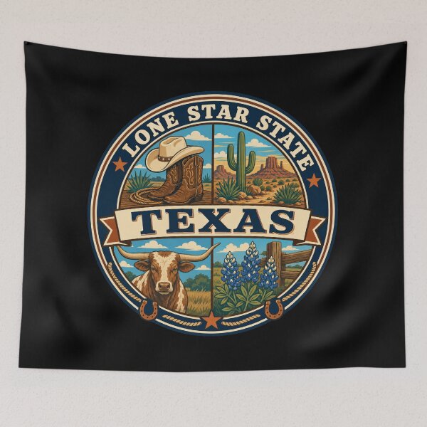Item preview, Texas Lone Star State Western Cowboy Vintage Badge designed and sold by DreamLayerStudio.
