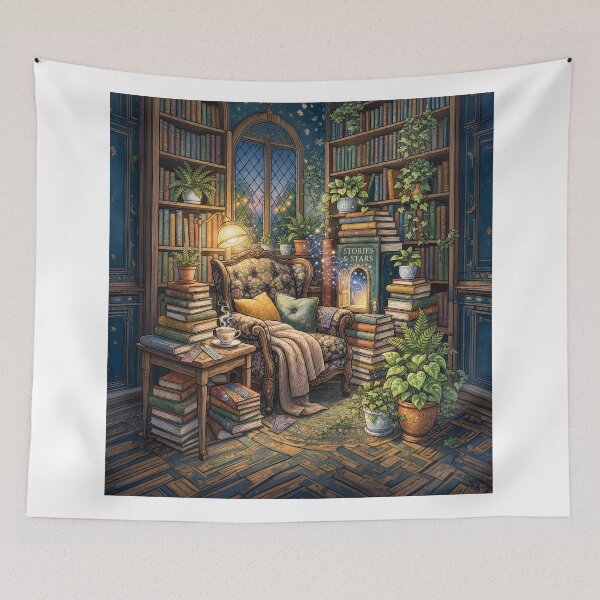 Artikelvorschau, Whimsical Easy Chair Surrounded By Books entworfen und verkauft von Home Decor Art.