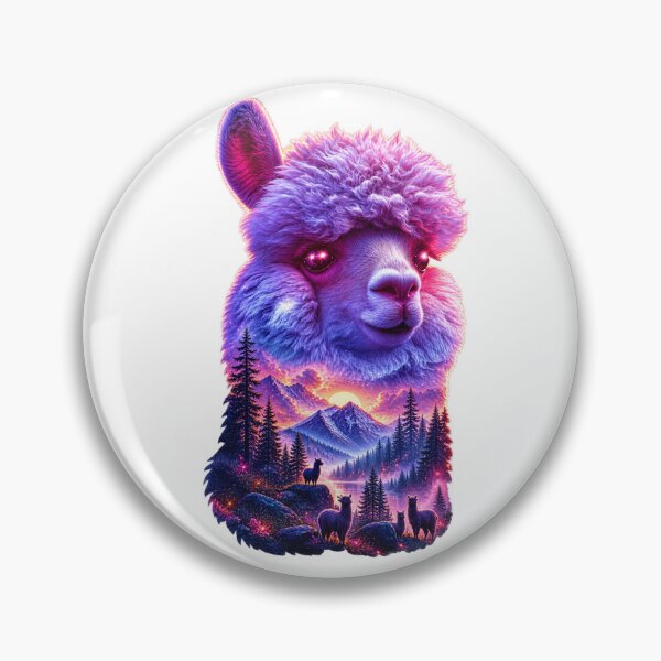 Item preview, Neon Alpaca Mountain Landscape Double Exposure Art  designed and sold by LC&LCPlatform.