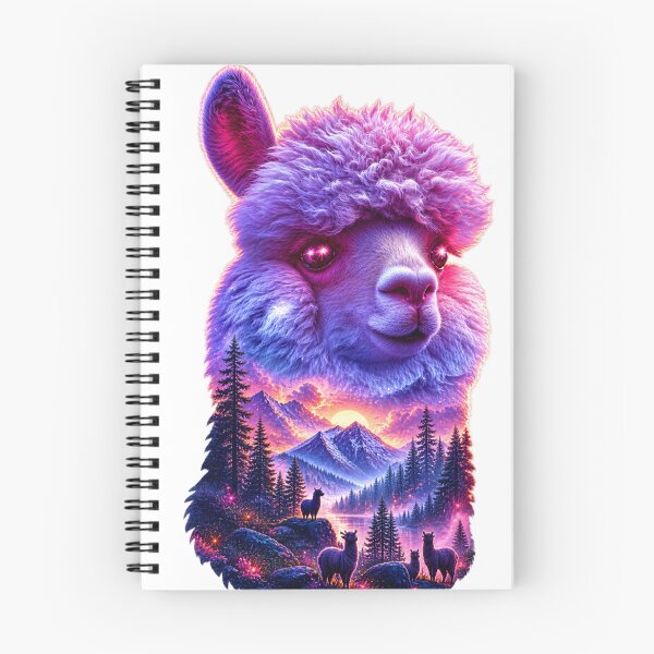 Item preview, Neon Alpaca Mountain Landscape Double Exposure Art  designed and sold by LC&LCPlatform.