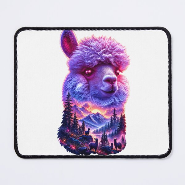 Item preview, Neon Alpaca Mountain Landscape Double Exposure Art  designed and sold by LC&LCPlatform.