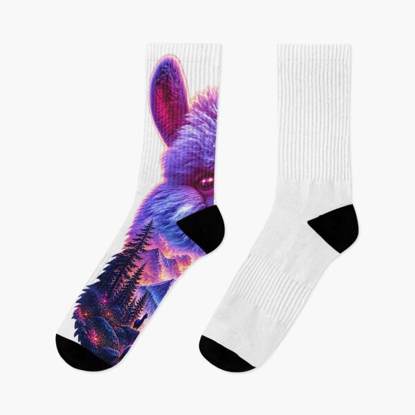 Item preview, Neon Alpaca Mountain Landscape Double Exposure Art  designed and sold by LC&LCPlatform.