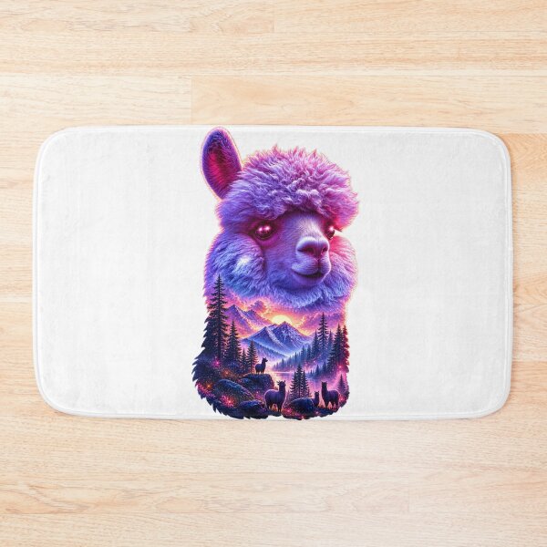 Item preview, Neon Alpaca Mountain Landscape Double Exposure Art  designed and sold by LC&LCPlatform.