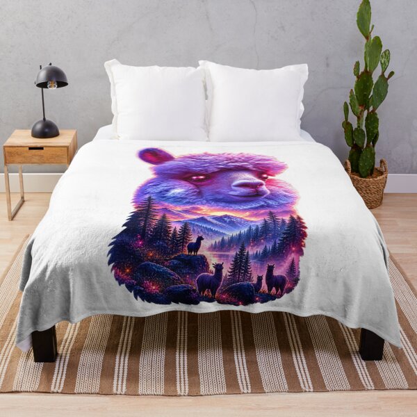 Item preview, Neon Alpaca Mountain Landscape Double Exposure Art designed and sold by LC&LCPlatform.