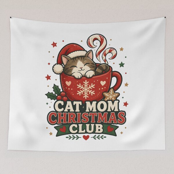 Item preview, Cat Mom Christmas Club Cozy Santa Cat Mug Design designed and sold by KristenosNehk.