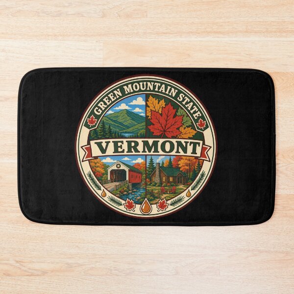 Item preview, Vermont Green Mountain State Autumn Vintage Scenic Badge designed and sold by DreamLayerStudio.