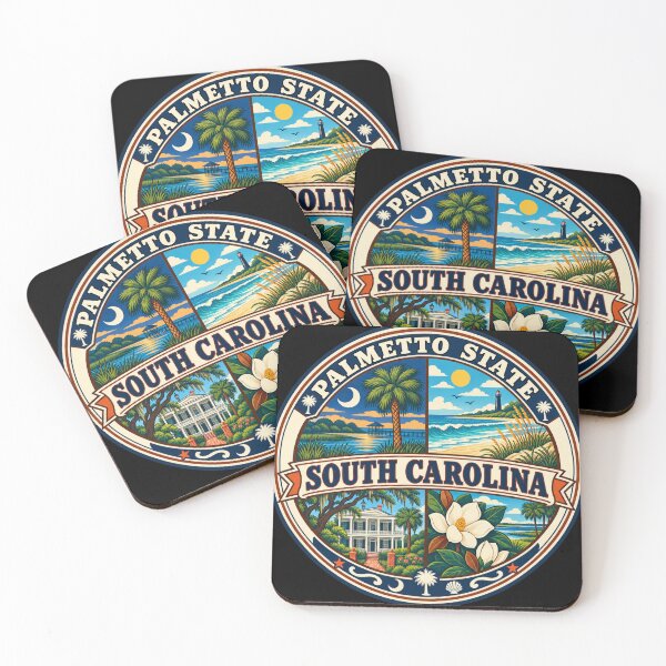 Item preview, South Carolina Palmetto State Coastal Vintage Scenic Badge designed and sold by DreamLayerStudio.
