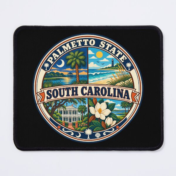 Item preview, South Carolina Palmetto State Coastal Vintage Scenic Badge designed and sold by DreamLayerStudio.