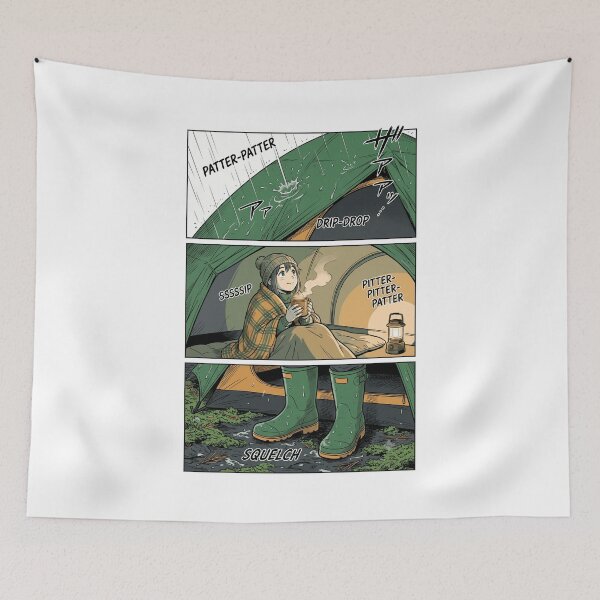 Item preview, Rainy Day Tent Camping Cozy Anime Girl Manga Comic Panel Aesthetic designed and sold by Animer-art1.