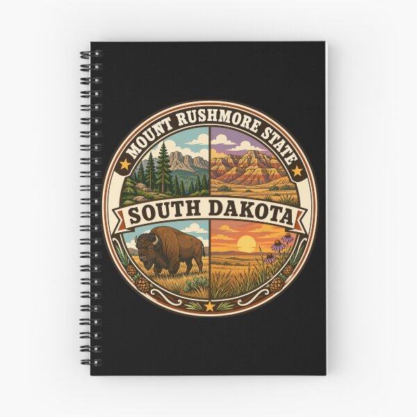 Item preview, South Dakota Bison Prairie Vintage Scenic State Badge designed and sold by DreamLayerStudio.