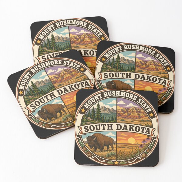 Item preview, South Dakota Bison Prairie Vintage Scenic State Badge designed and sold by DreamLayerStudio.
