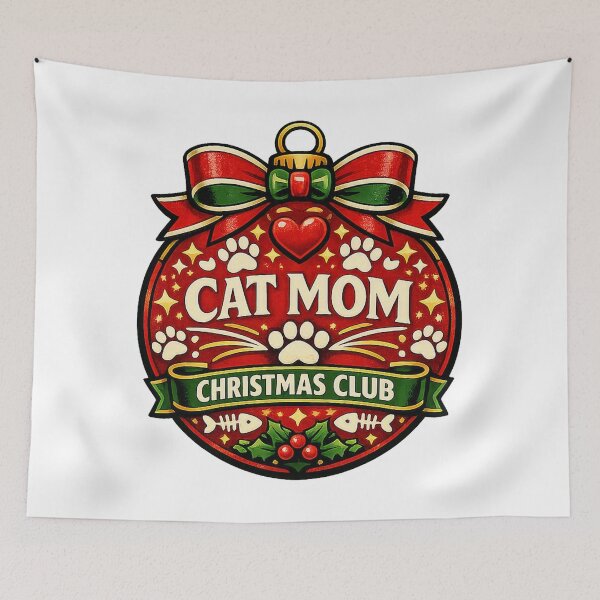 Item preview, Cat Mom Christmas Club Cat Paw Christmas Ornament Design designed and sold by KristenosNehk.