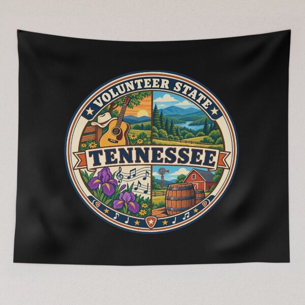 Item preview, Tennessee Volunteer State Country Music Vintage Badge designed and sold by DreamLayerStudio.