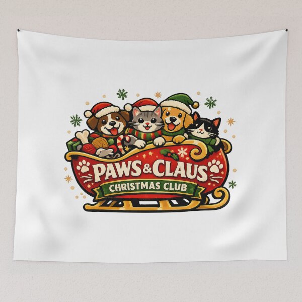 Item preview, Paws & Claus Cute Pet Sleigh Christmas Design designed and sold by KristenosNehk.