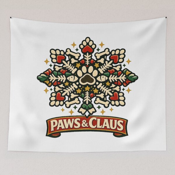 Item preview, Paws & Claus Paw Print Snowflake Holiday Design designed and sold by KristenosNehk.