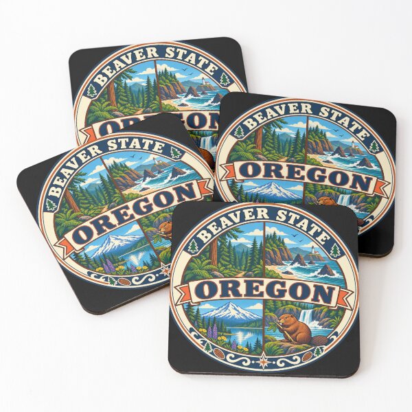 Item preview, Oregon Beaver State Pacific Northwest Nature Vintage Badge designed and sold by DreamLayerStudio.
