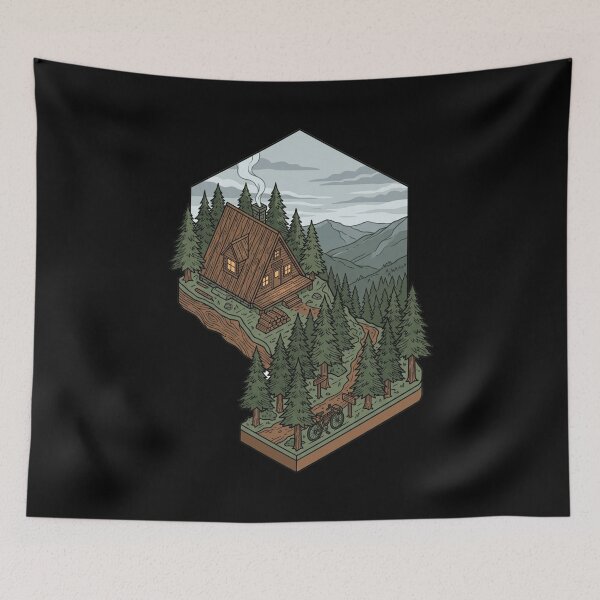 Item preview, Cozy A-Frame Cabin Forest Bikepacking Mountain Hideaway Aesthetic designed and sold by Animer-art1.