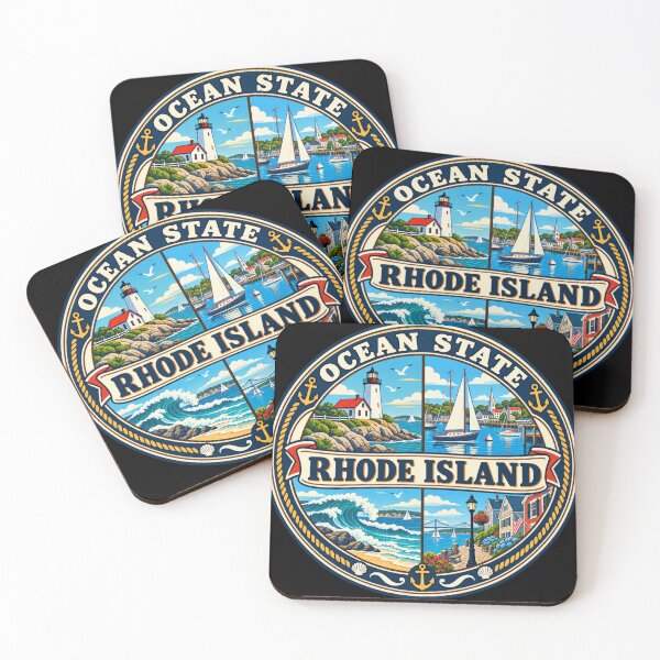 Item preview, Rhode Island Ocean State New England Coastal Vintage Badge designed and sold by DreamLayerStudio.