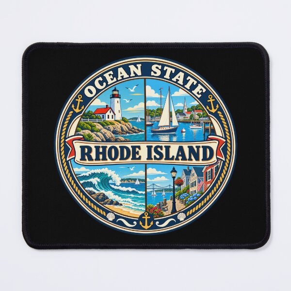 Item preview, Rhode Island Ocean State New England Coastal Vintage Badge designed and sold by DreamLayerStudio.