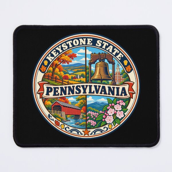 Item preview, Pennsylvania Keystone State Heritage Vintage Scenic Badge designed and sold by DreamLayerStudio.