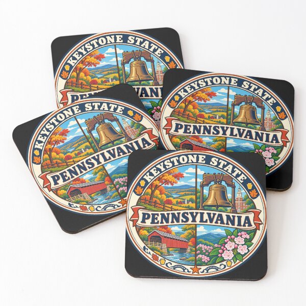 Item preview, Pennsylvania Keystone State Heritage Vintage Scenic Badge designed and sold by DreamLayerStudio.