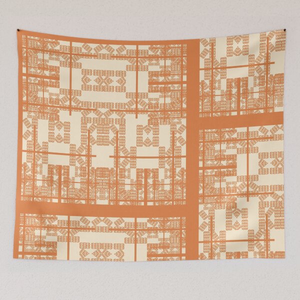 Item preview, Orange Geometric Matrix Seamless Pattern designed and sold by PoeticRecipeST.