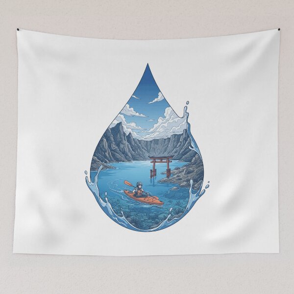 Item preview, Anime Kayaking Alpine Lake Torii Gate Water Drop Adventure Aesthetic designed and sold by Animer-art1.