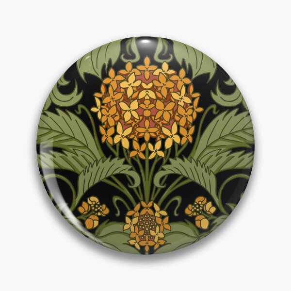 Item preview, Orange art nouveau hydrangea vines on black designed and sold by kobyakov.