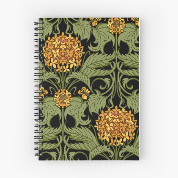 Item preview, Orange art nouveau hydrangea vines on black designed and sold by kobyakov.