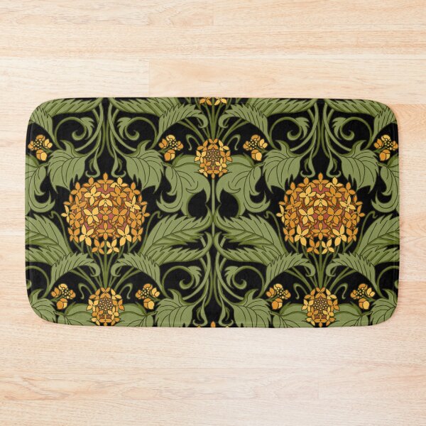 Item preview, Orange art nouveau hydrangea vines on black designed and sold by kobyakov.