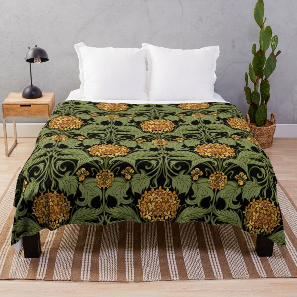 Item preview, Orange art nouveau hydrangea vines on black designed and sold by kobyakov.