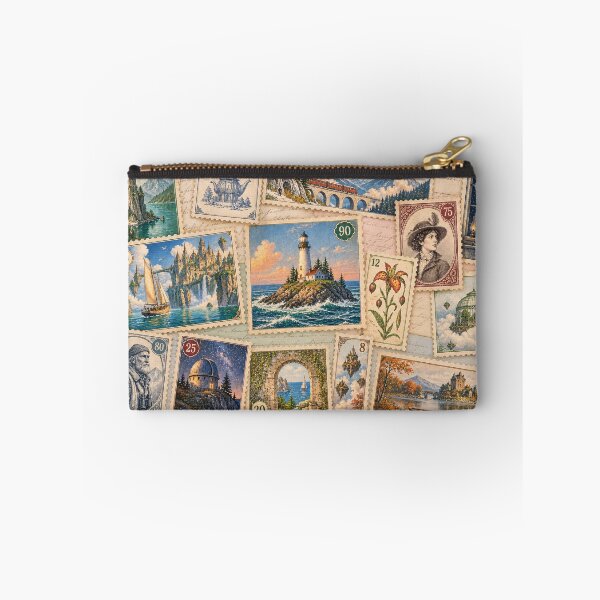 Item preview, Letters from Imaginary Places, Vintage Stamp Collage designed and sold by VelvetClawStudio.