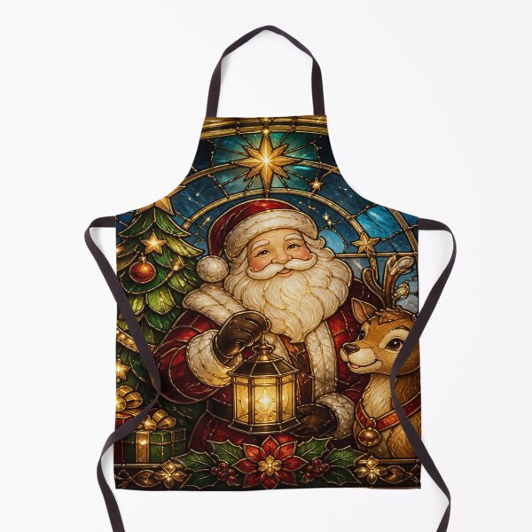 Item preview, Golden Christmas Stained Glass Santa Claus designed and sold by BriSher.