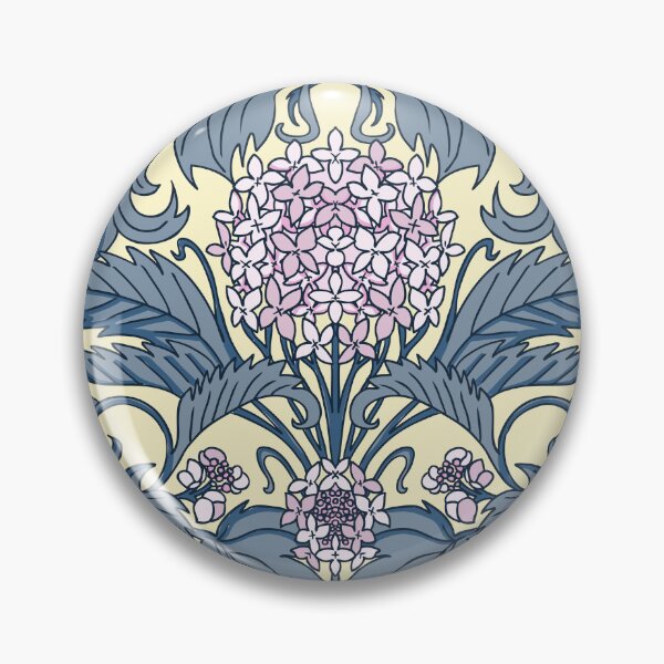 Item preview, pastel art nouveau hydrangea vines - pink and steel blue  designed and sold by kobyakov.