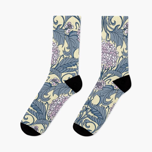 Item preview, pastel art nouveau hydrangea vines - pink and steel blue  designed and sold by kobyakov.