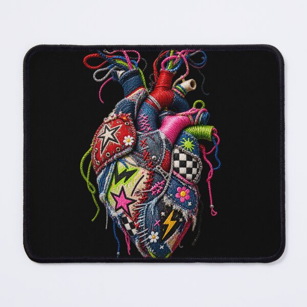 Item preview, Embroidered Graffiti Heart Punk Patchwork Anatomical Art designed and sold by Emoji Emblems.