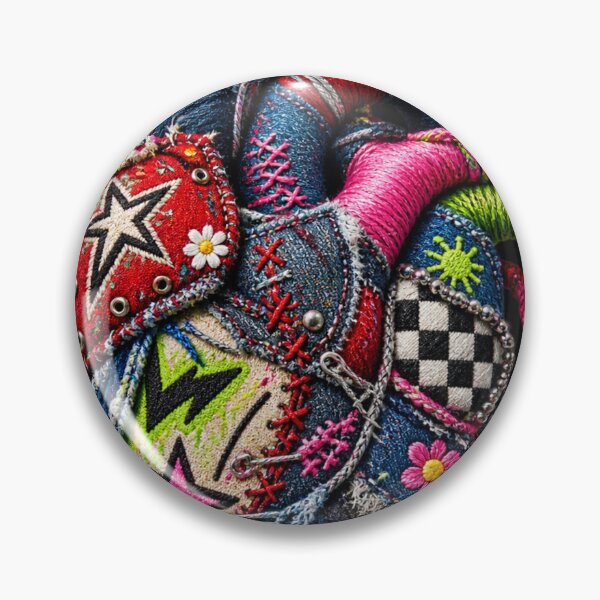 Item preview, Embroidered Graffiti Heart Punk Patchwork Anatomical Art designed and sold by Emoji Emblems.