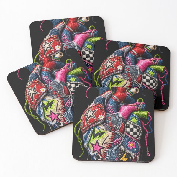 Item preview, Embroidered Graffiti Heart Punk Patchwork Anatomical Art designed and sold by Emoji Emblems.