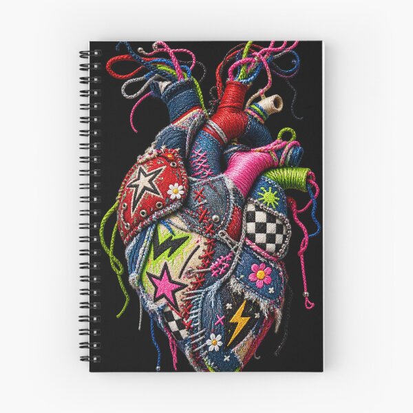 Item preview, Embroidered Graffiti Heart Punk Patchwork Anatomical Art designed and sold by Emoji Emblems.