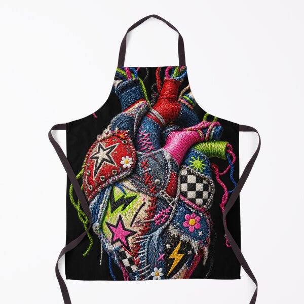 Item preview, Embroidered Graffiti Heart Punk Patchwork Anatomical Art designed and sold by Emoji Emblems.