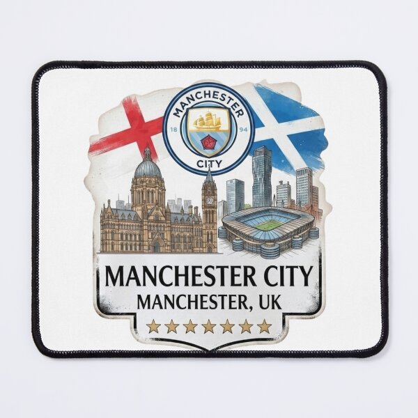 Item preview, Manchester City Skyline Round Badge Crest Art designed and sold by annaarthk.