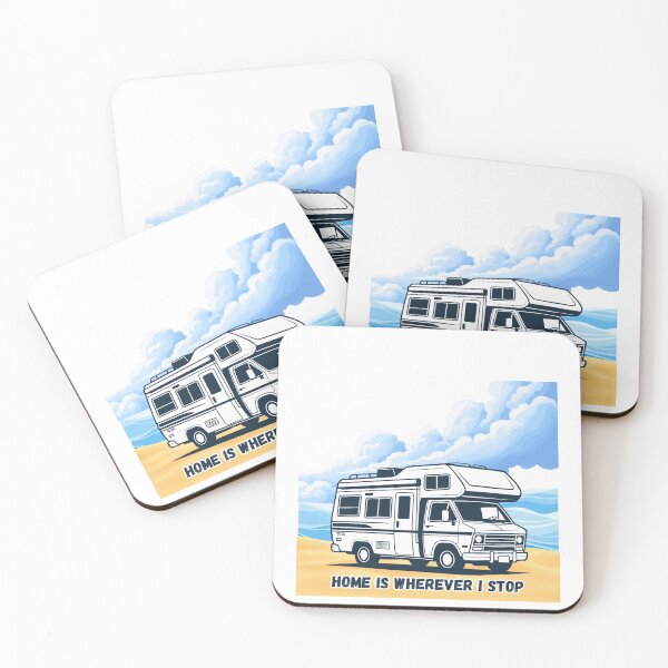 Item preview, Camper on a beach for explain that your home can be anywhere in the world. designed and sold by ValeGraficArte.