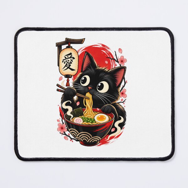 Item preview, Cute Ramen Cat Black Cat Japanese Noodles Cat Anime designed and sold by drawwiika+44.